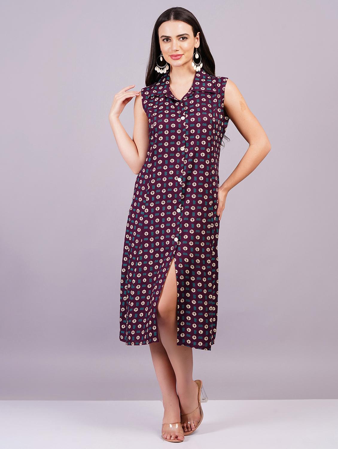 women sleeveless printed a-line ethnic dress - 21499136 -  Standard Image - 1