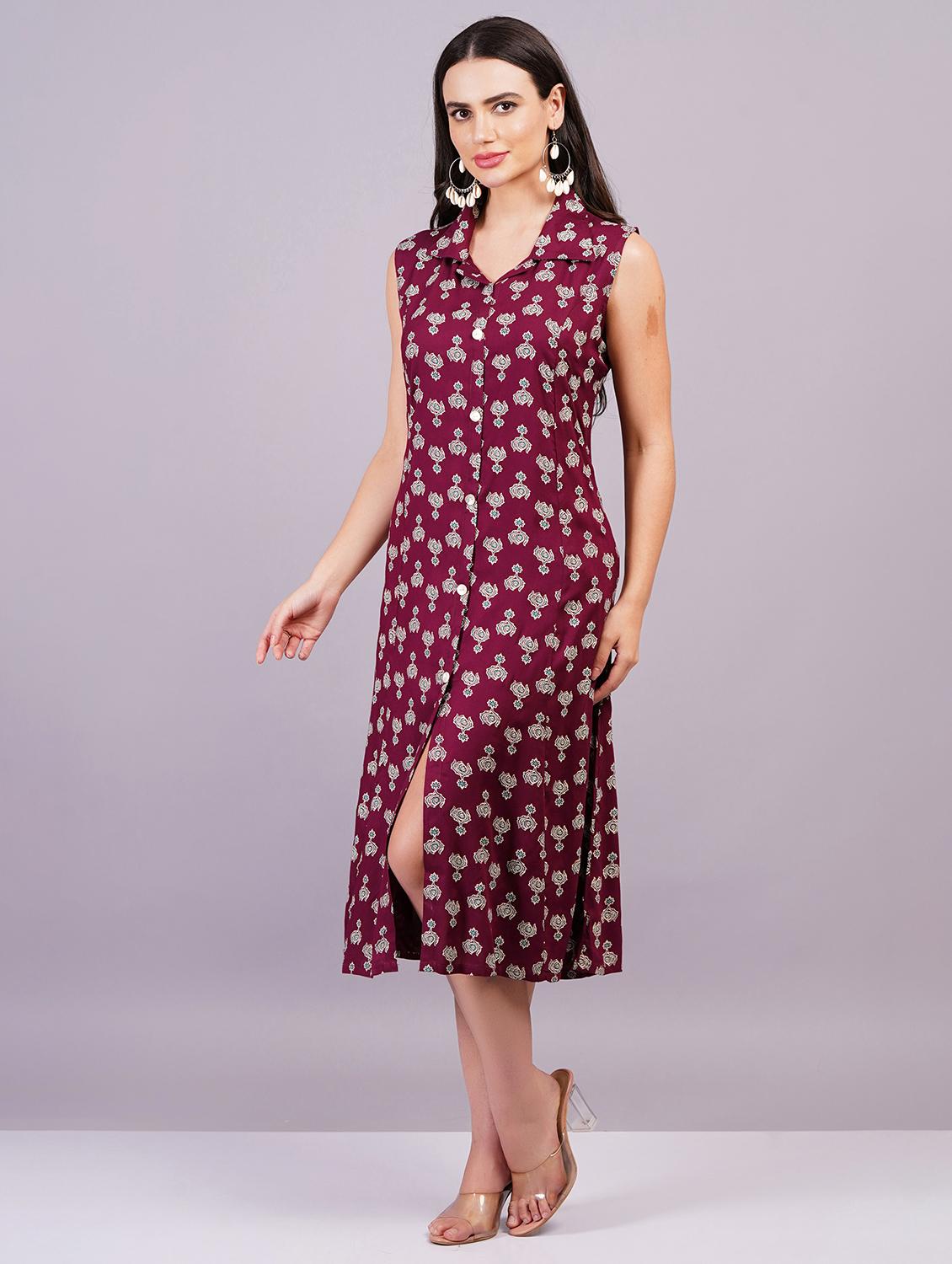 women sleeveless printed a-line ethnic dress - 21499137 -  Standard Image - 1