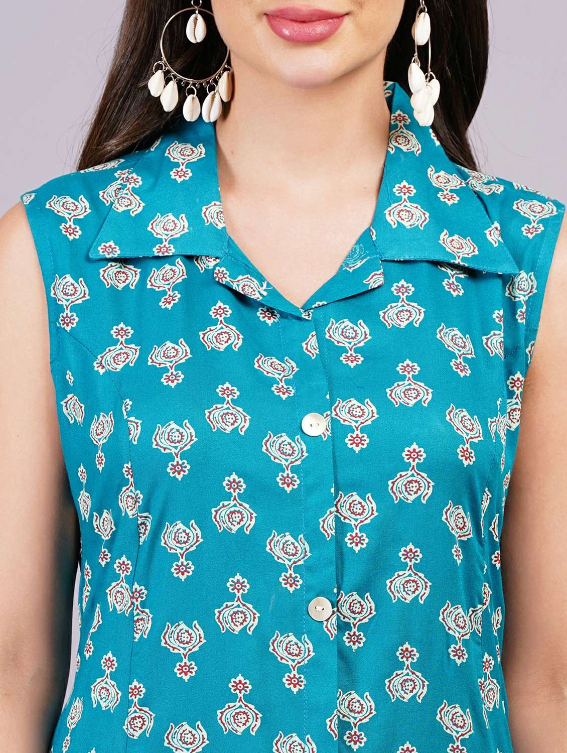 women sleeveless printed a-line ethnic dress - 21499139 - Standard Image - 4