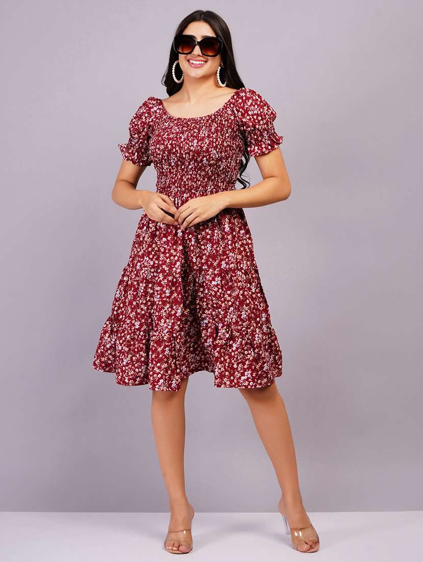 women short sleeve printed fit & flare ethnic dress - 21499151 -  Standard Image - 1