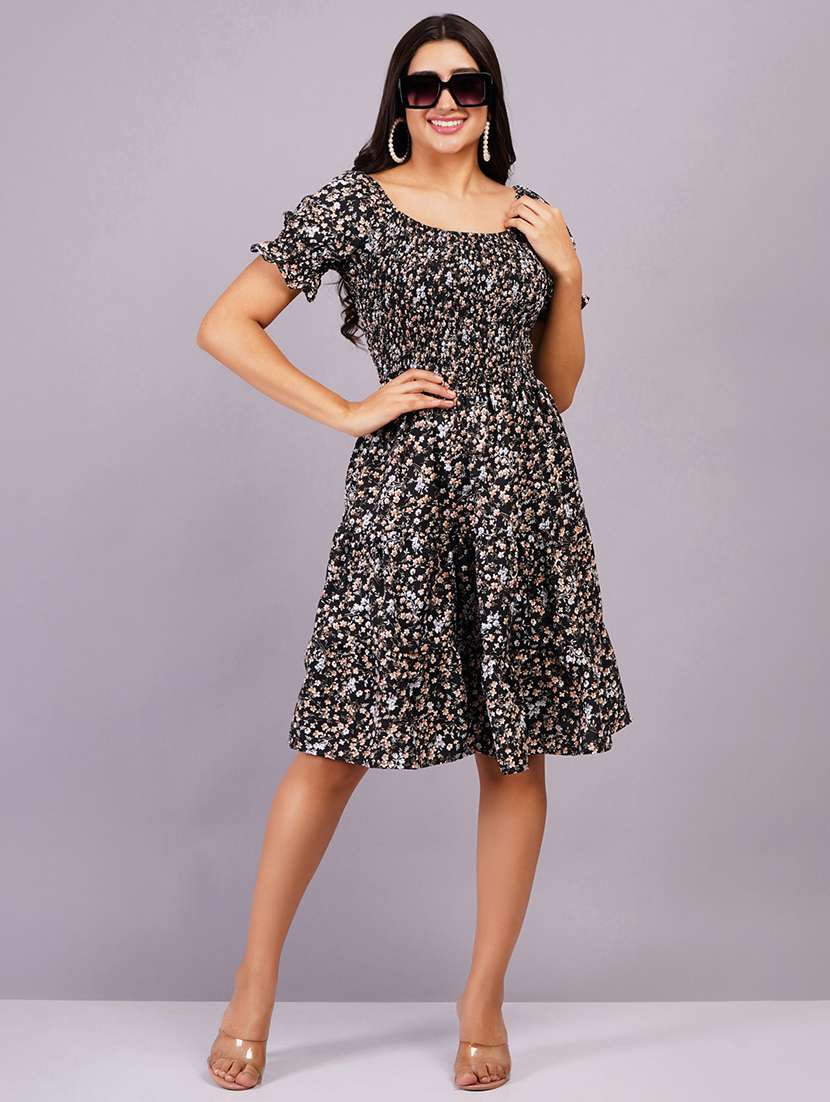 women short sleeve printed fit & flare ethnic dress - 21499152 -  Standard Image - 1