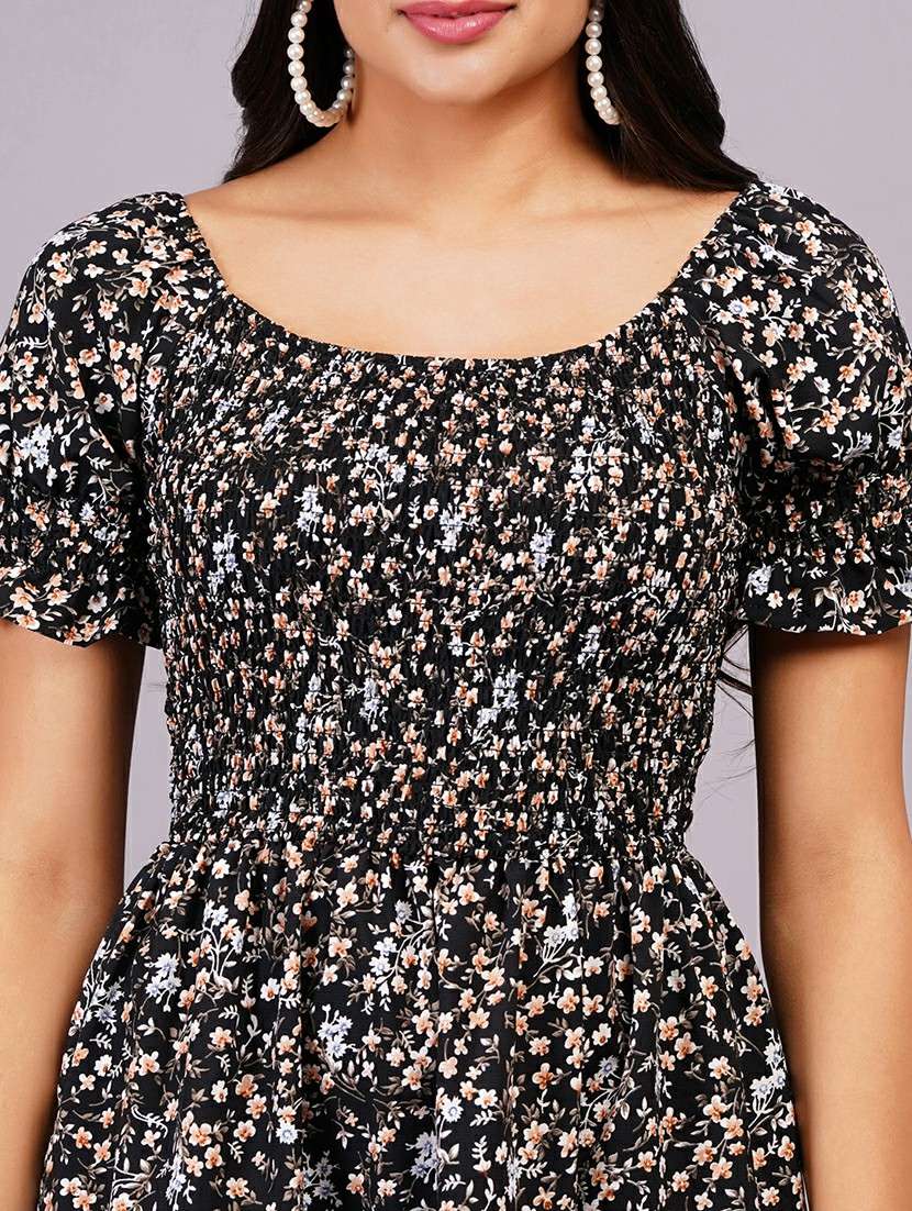 women short sleeve printed fit & flare ethnic dress - 21499152 -  Standard Image - 4