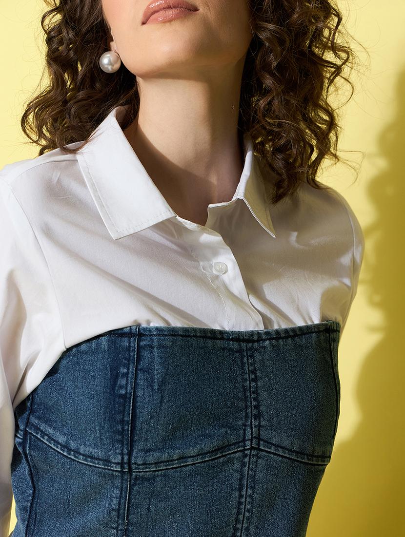 women white denim regular shirt - 21499348 - Standard Image - 4
