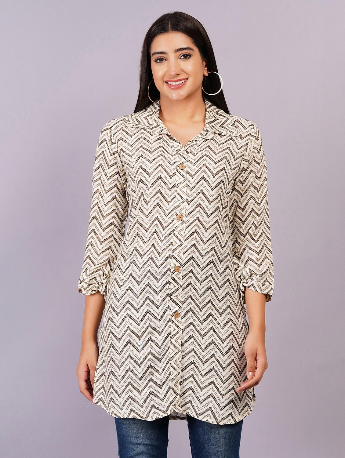 women beige printed straight kurta - 21499854 -  Zoom Image - 0