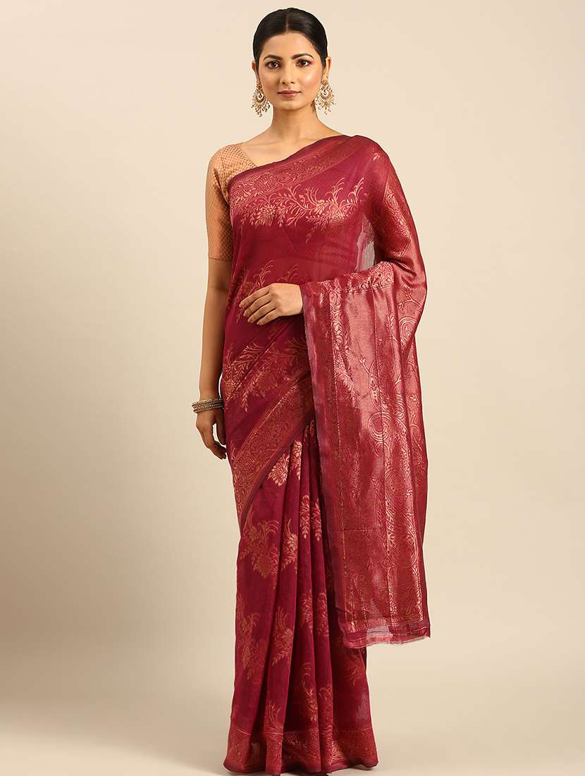 magenta cotton handloom saree with blouse - 21499981 -  Standard Image - 1