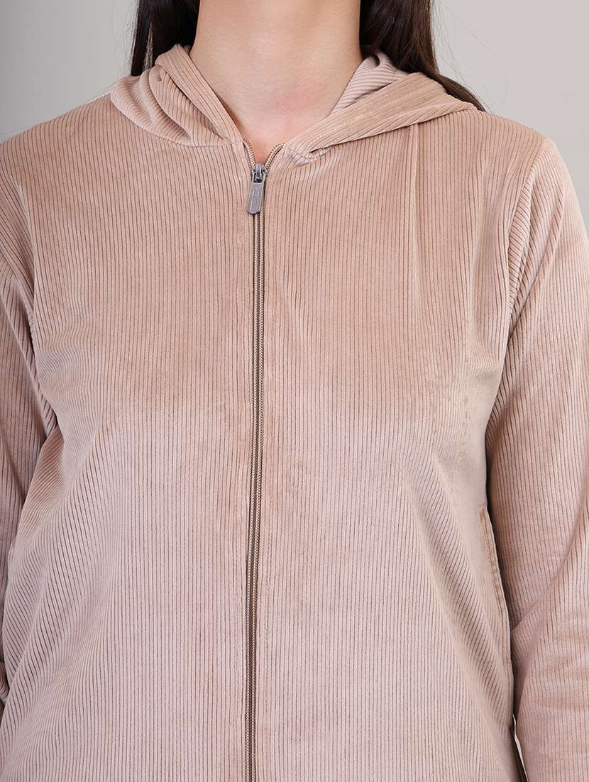 women hooded solid pyjama nightwear set - 21500052 -  Standard Image - 4