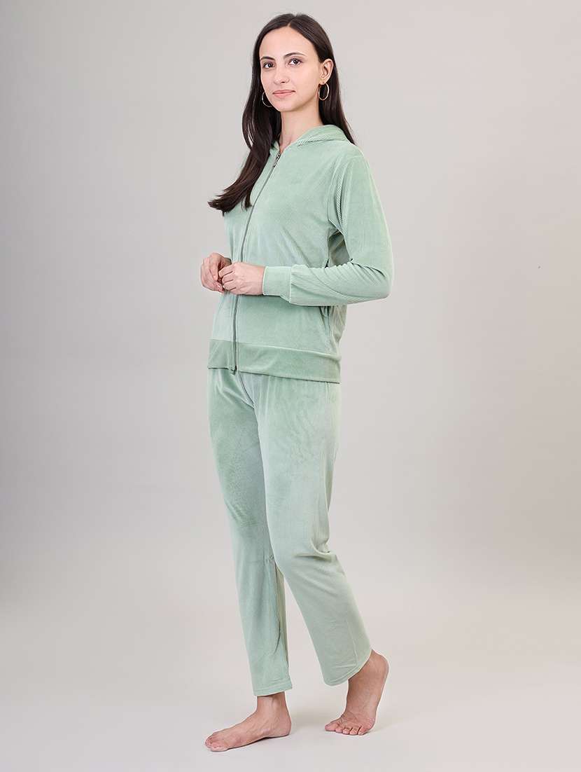 women hooded solid pyjama nightwear set - 21500058 -  Standard Image - 1