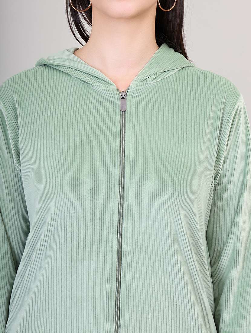 women hooded solid pyjama nightwear set - 21500058 -  Standard Image - 4