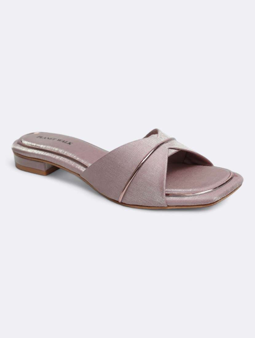 pink fabric slip on sandals - 21500363 -  Standard Image - 1