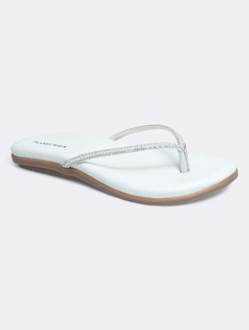 white synthetic slip on sandals - 21500365 -  Standard Image - 1