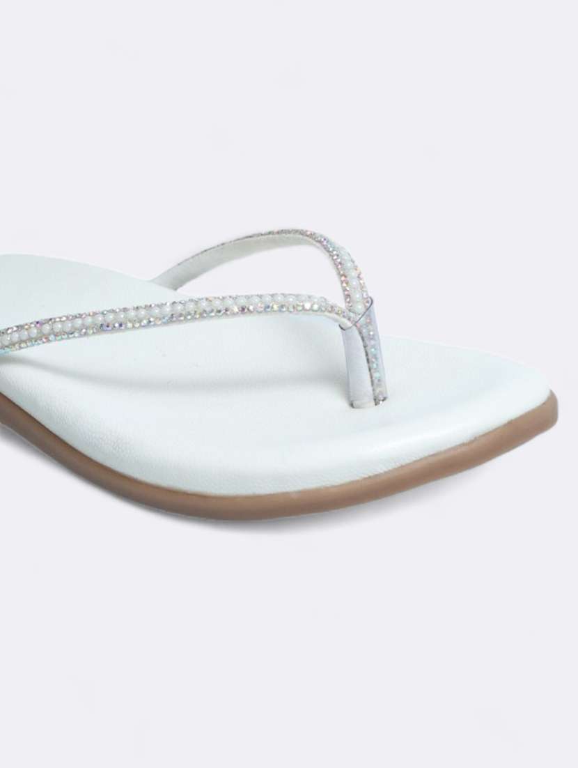 white synthetic slip on sandals - 21500365 -  Standard Image - 4