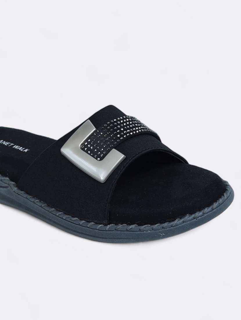 black suede slip on sandals - 21500368 - Standard Image - 4