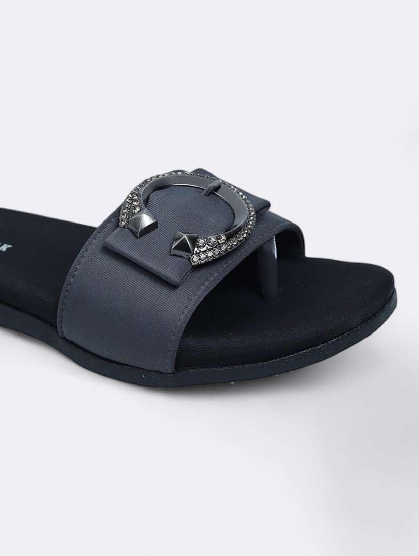 grey synthetic slip on sandals - 21500376 -  Standard Image - 4