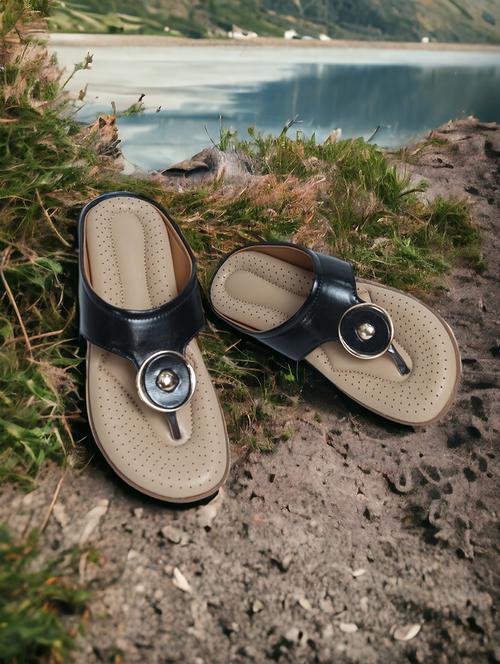 black synthetic slip on sandals - 21500380 -  Standard Image - 0
