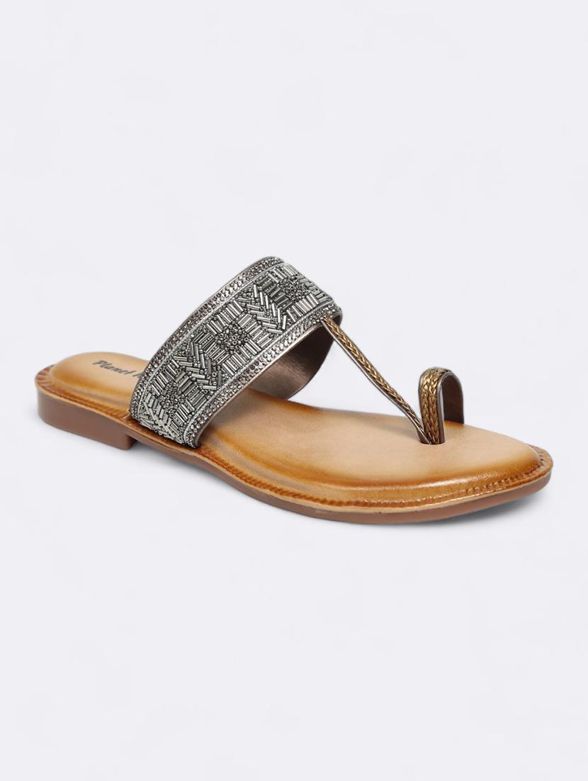grey synthetic slip on sandals - 21500391 -  Standard Image - 1