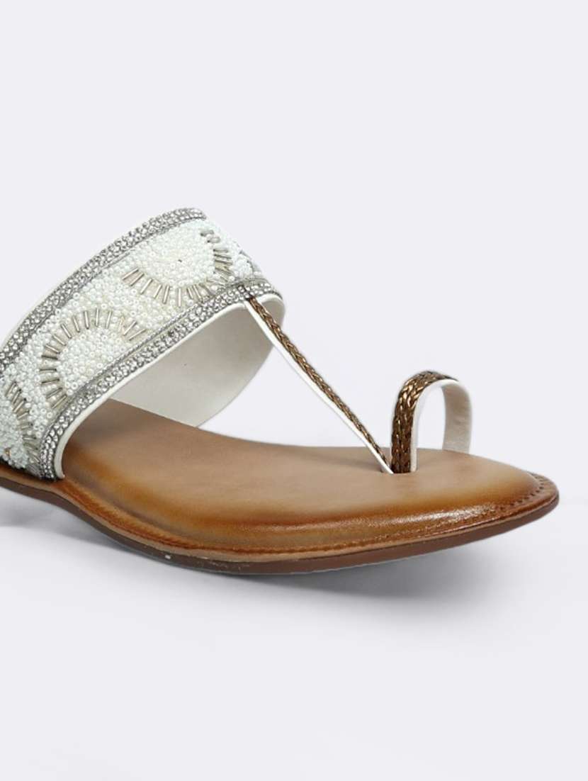 white synthetic slip on sandals - 21500392 -  Standard Image - 4