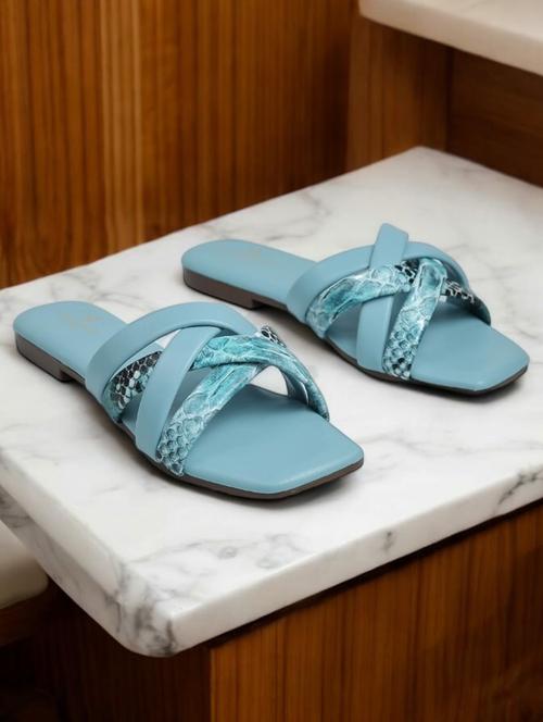 blue synthetic slip on sandals - 21500402 -  Standard Image - 0