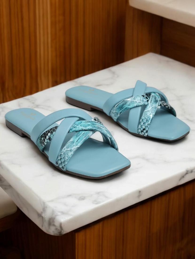 blue synthetic slip on sandals - 21500402 -  Zoom Image - 0