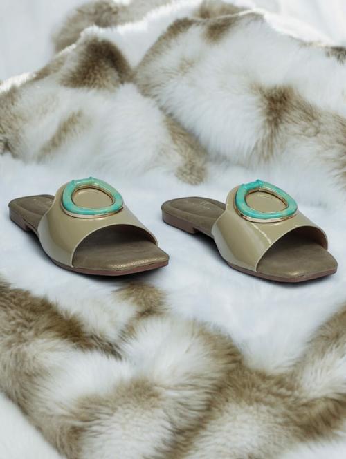 green synthetic slip on sandals - 21500404 -  Standard Image - 0