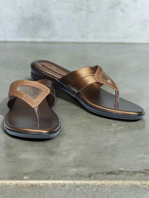brown synthetic slip on sandals - 21500441 -  Standard Image - 0