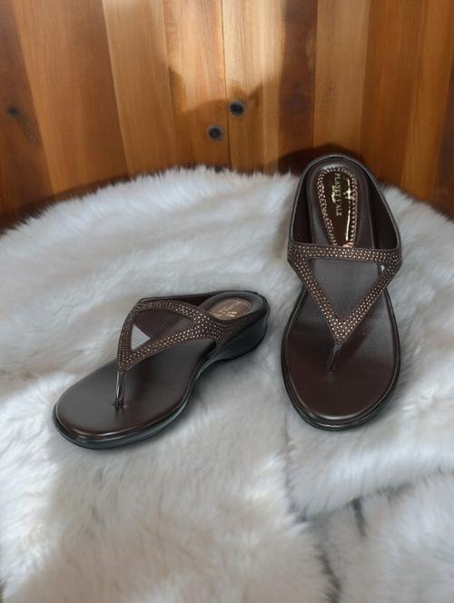 brown synthetic slip on sandals - 21500442 -  Standard Image - 0
