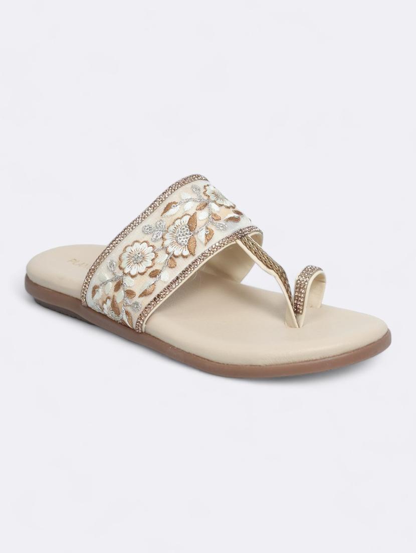 beige synthetic slip on sandals - 21500446 - Standard Image - 1