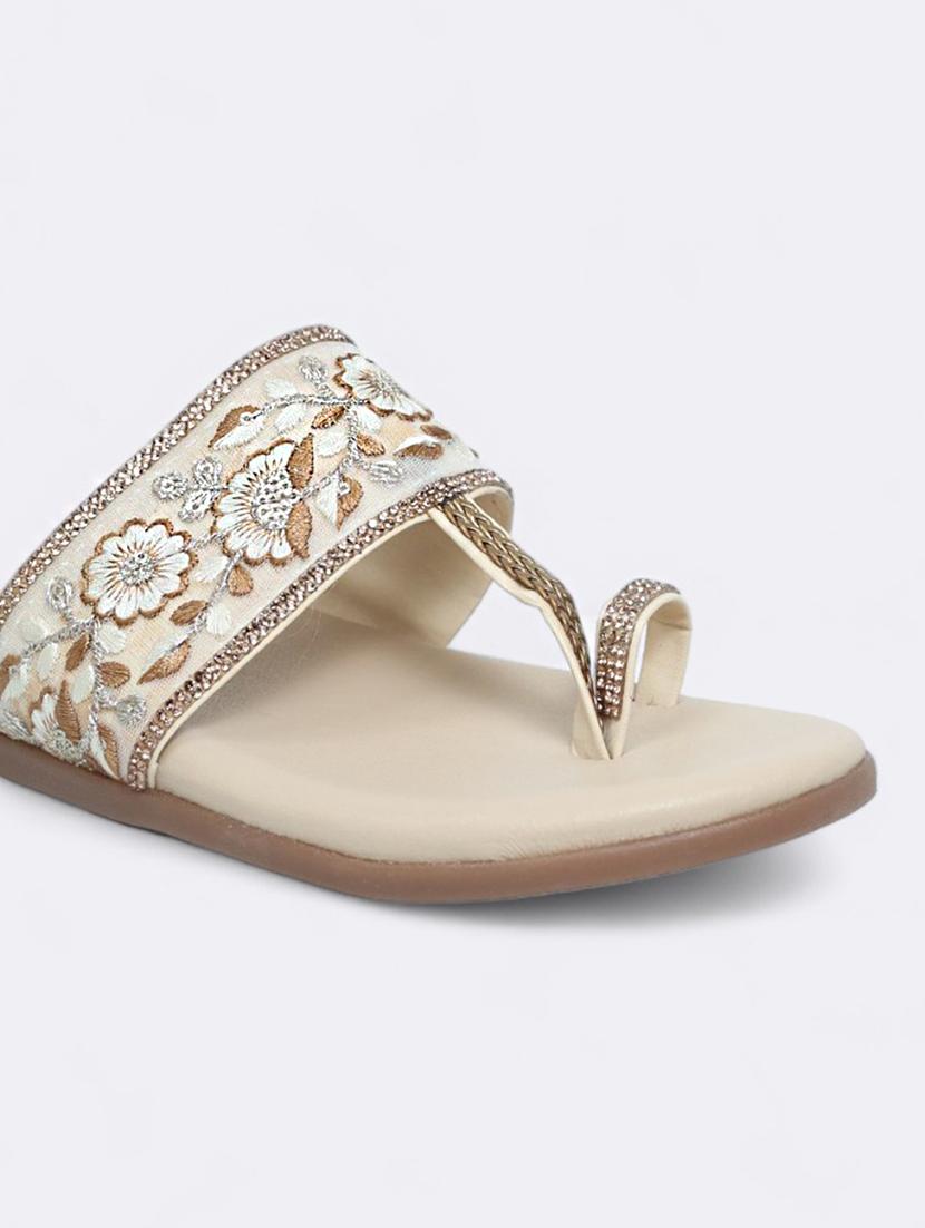 beige synthetic slip on sandals - 21500446 - Standard Image - 4