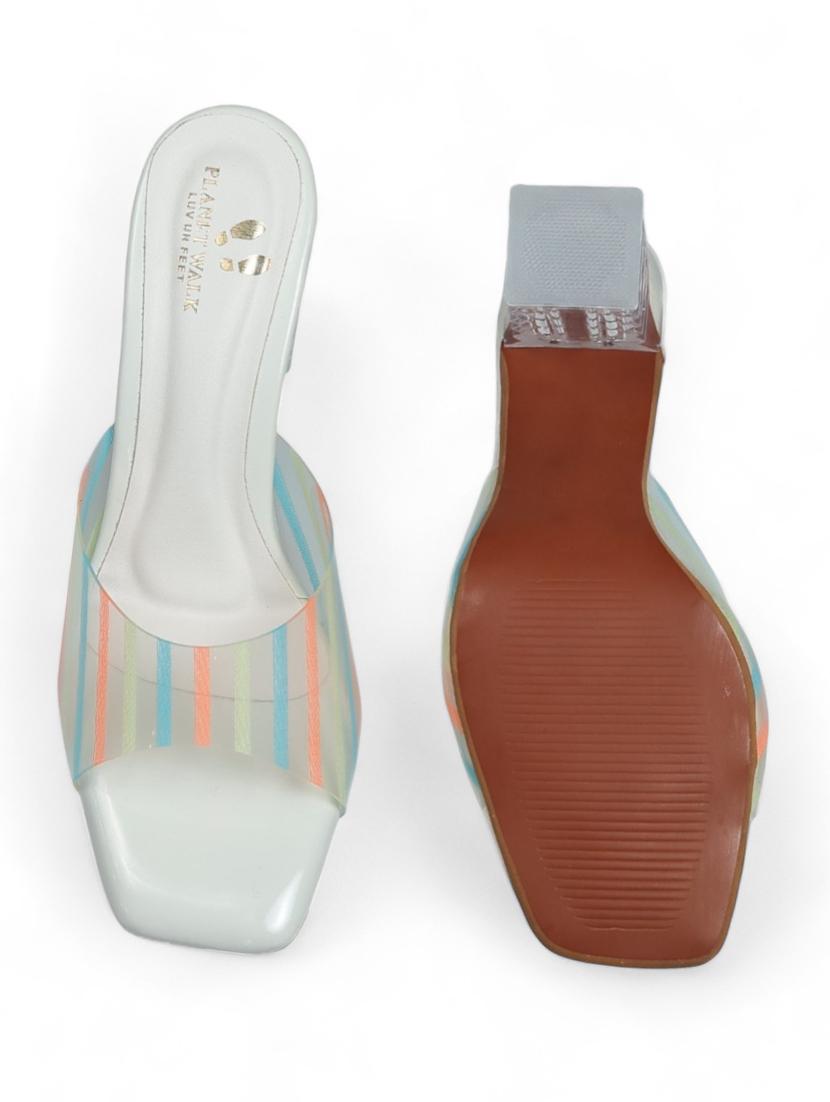 white synthetic slip on sandals - 21500461 - Standard Image - 4