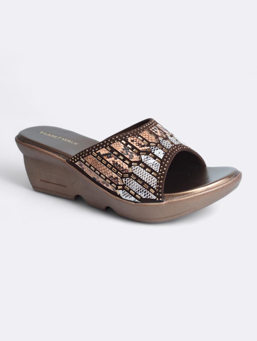copper suede slip on sandals - 21500468 - Standard Image - 1