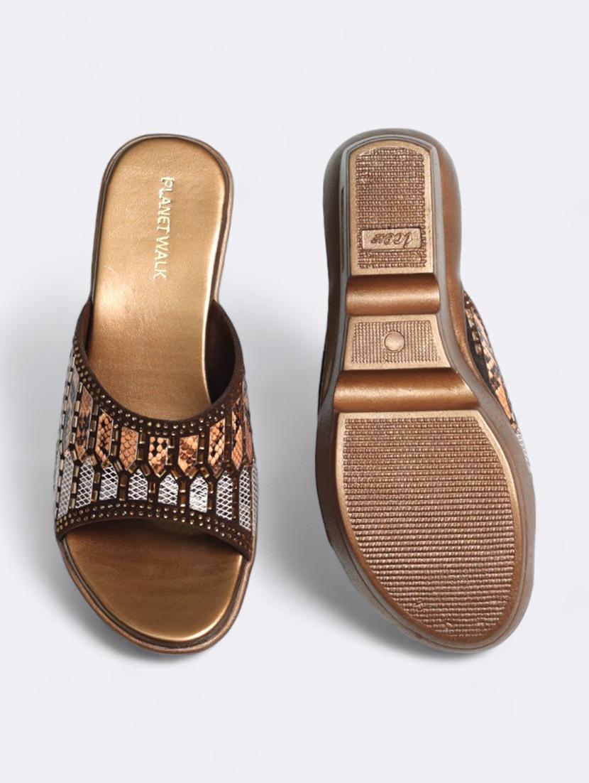copper suede slip on sandals - 21500468 - Standard Image - 4