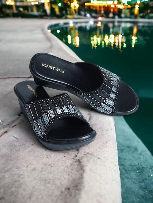 black suede slip on sandals - 21500469 - Standard Image - 0