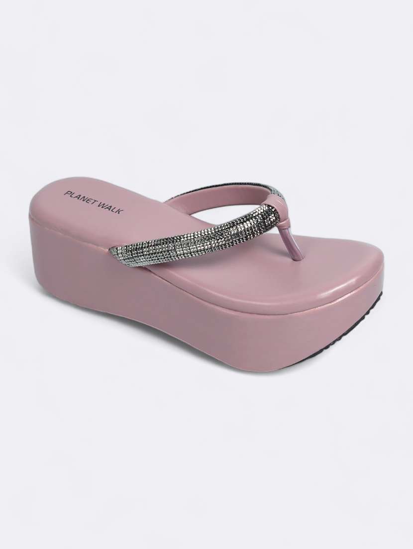 pink synthetic slip on sandals - 21500470 - Standard Image - 1