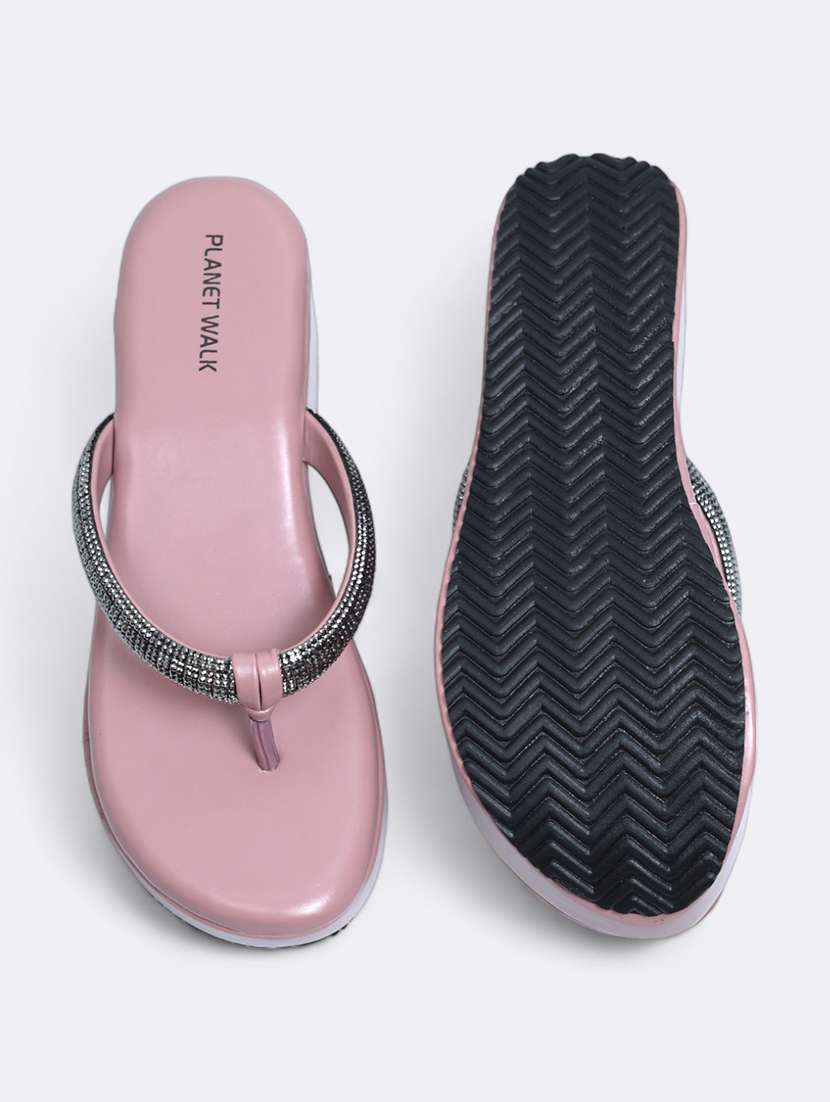 pink synthetic slip on sandals - 21500470 - Standard Image - 4