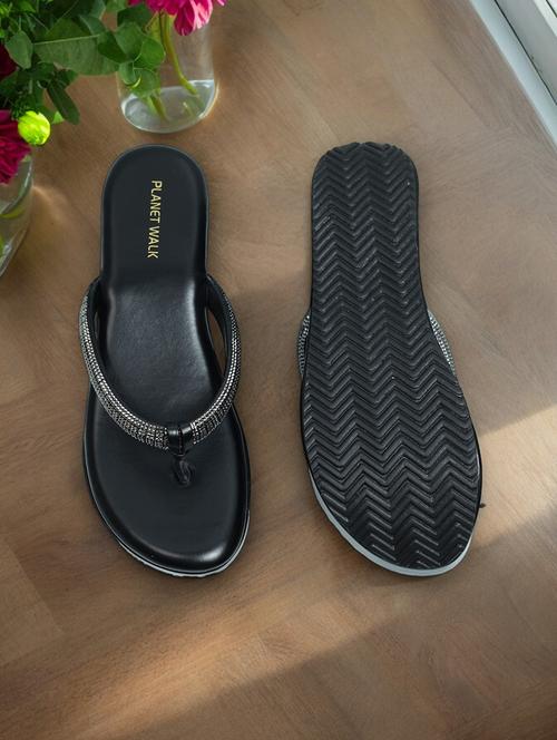 black synthetic slip on sandals - 21500471 -  Standard Image - 0