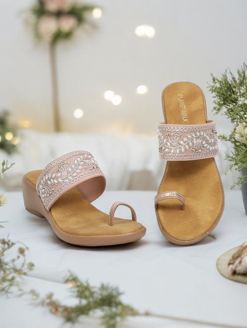 pink synthetic slip on sandals - 21500473 - Standard Image - 0