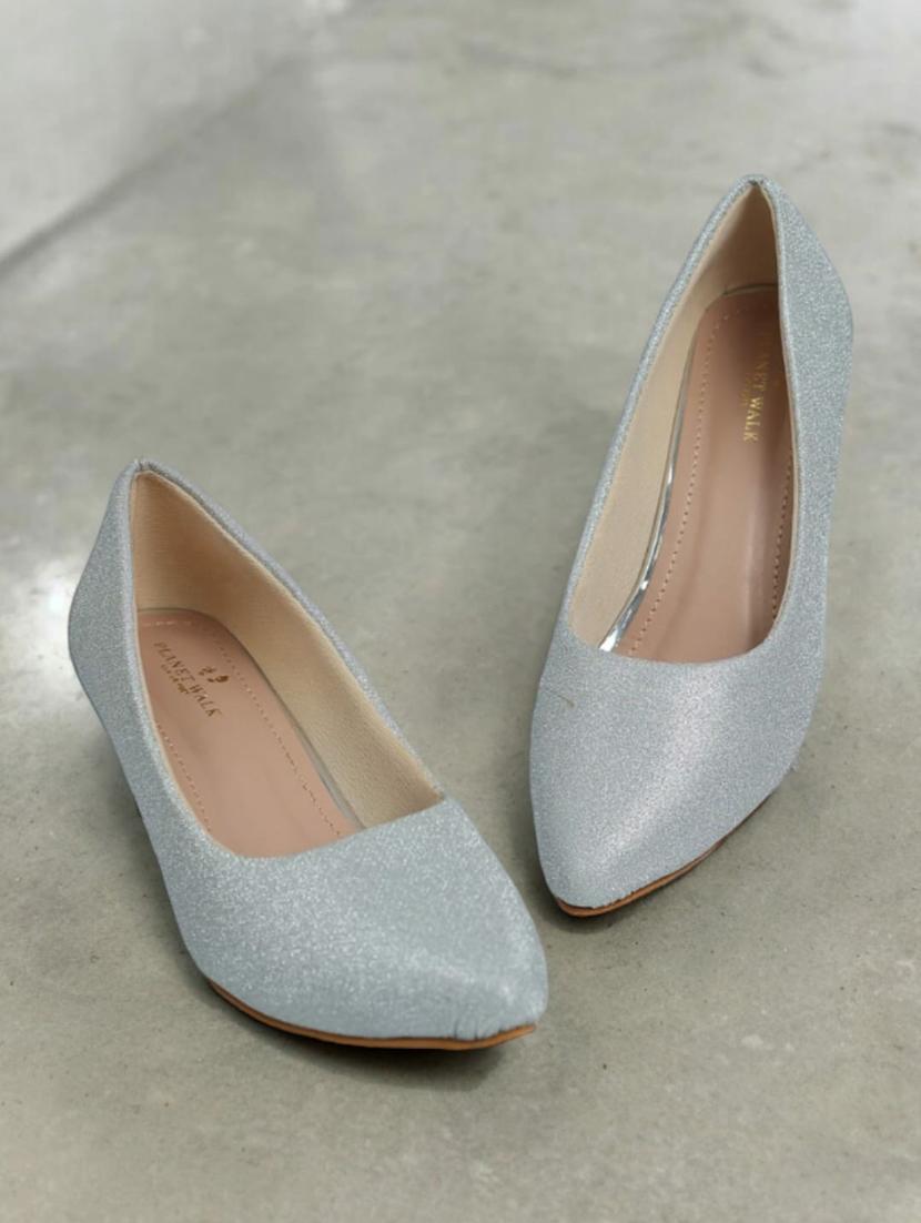 silver synthetic slip on sandals - 21500481 - Zoom Image - 0