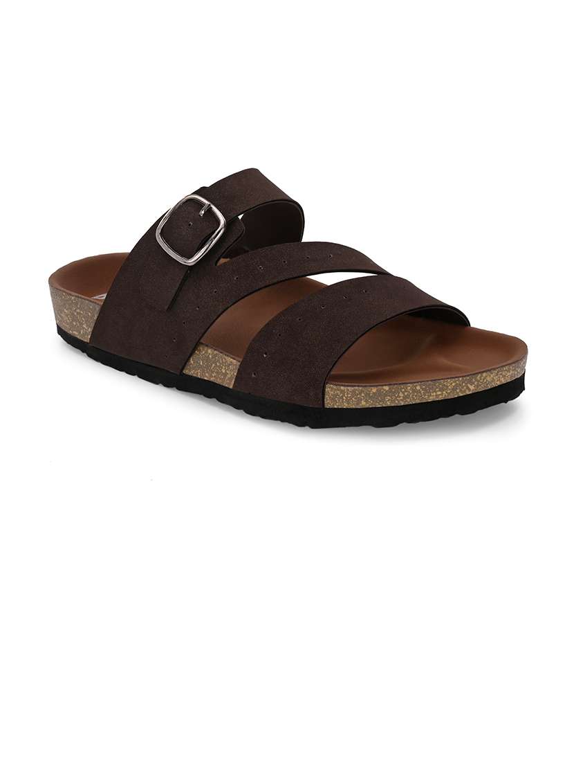 men brown slip on sandal - 21500677 -  Standard Image - 1