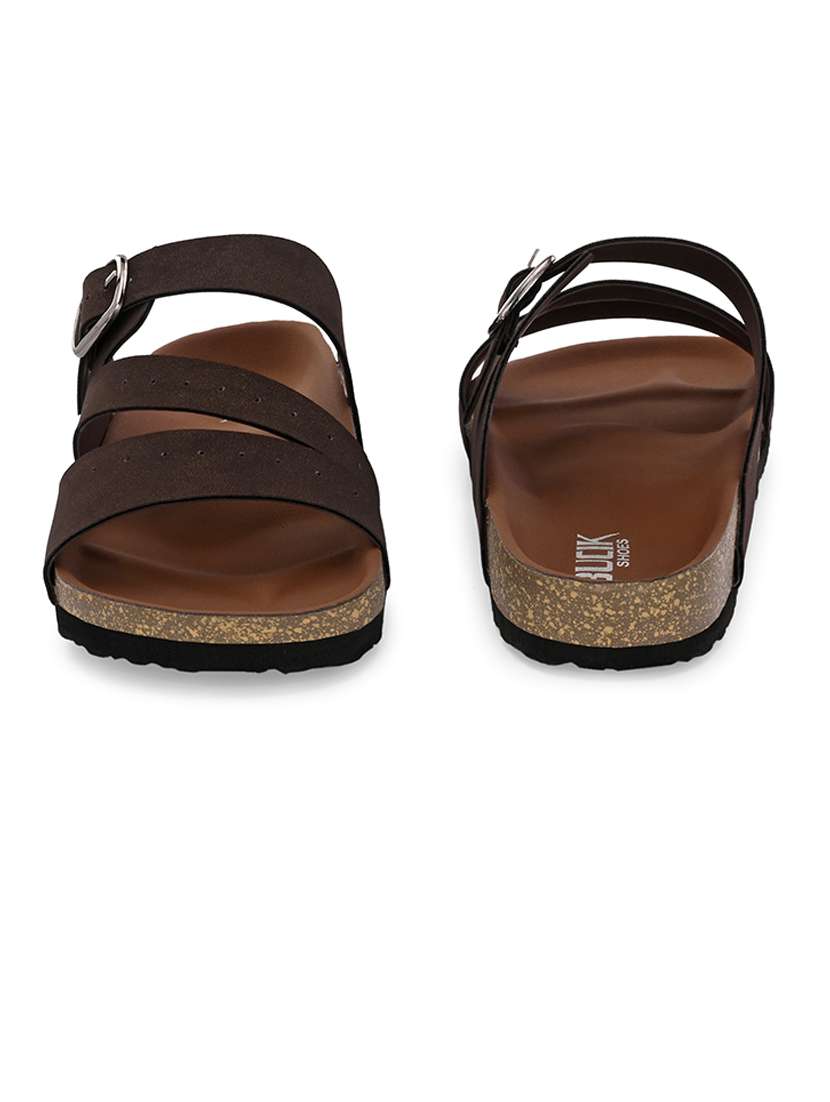 men brown slip on sandal - 21500677 -  Standard Image - 4