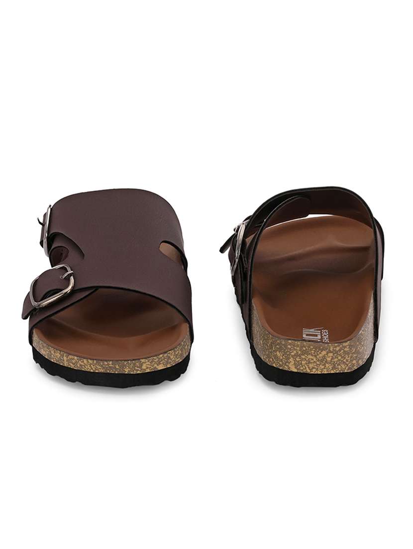 men brown slip on sandal - 21500679 -  Standard Image - 4