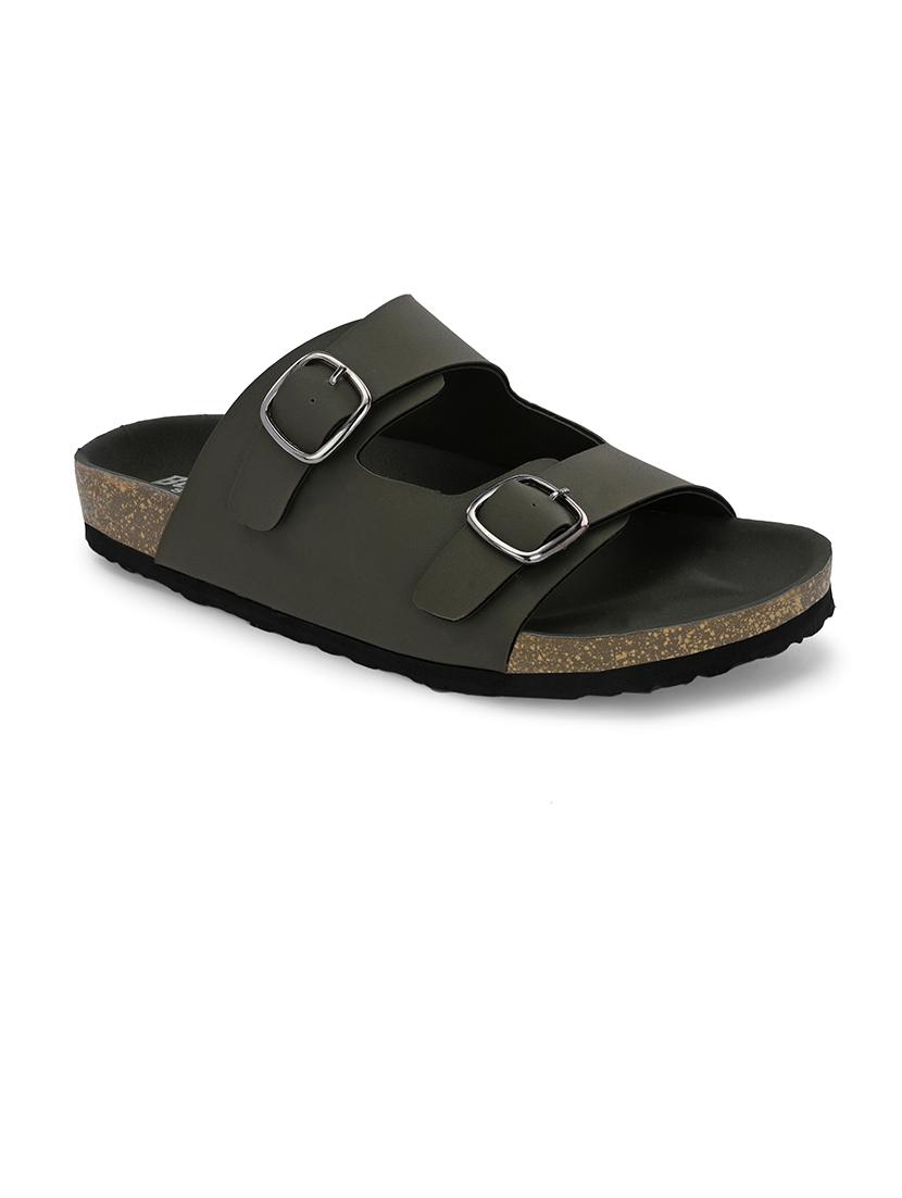 men olive slip on sandal - 21500681 -  Standard Image - 1