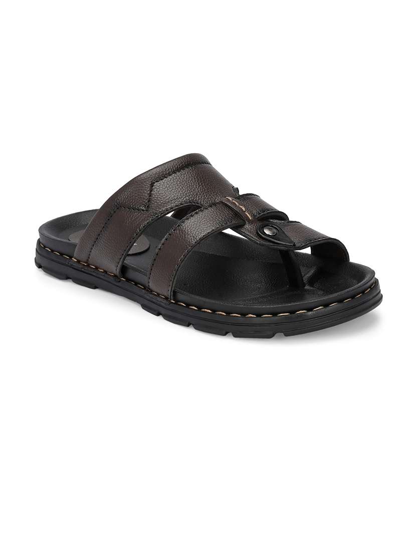 men brown slip on sandal - 21500685 -  Standard Image - 1