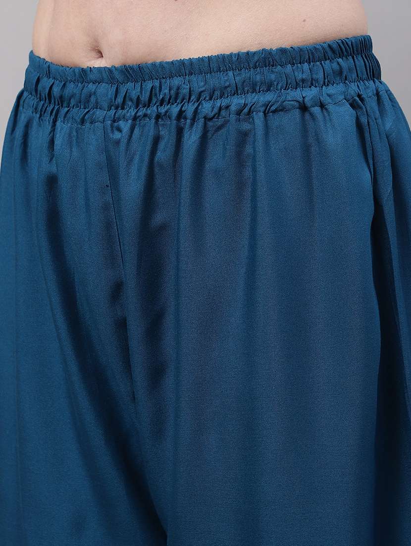 women multicolored solid set of 2 palazzos - 21500759 -  Standard Image - 4