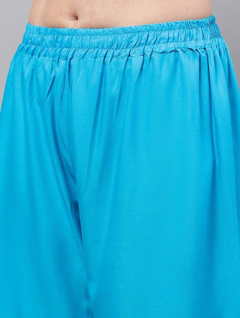 women multicolored solid set of 2 palazzos - 21500760 -  Standard Image - 4