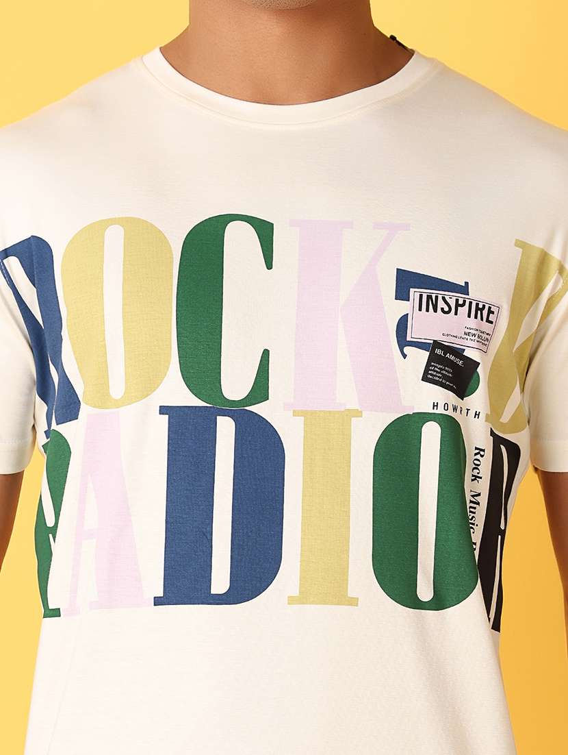 men off white cotton front print t-shirt - 21500847 - Standard Image - 4
