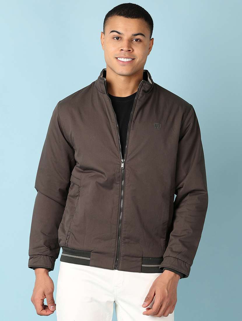 men olive solid bomber jacket - 21500875 -  Standard Image - 1