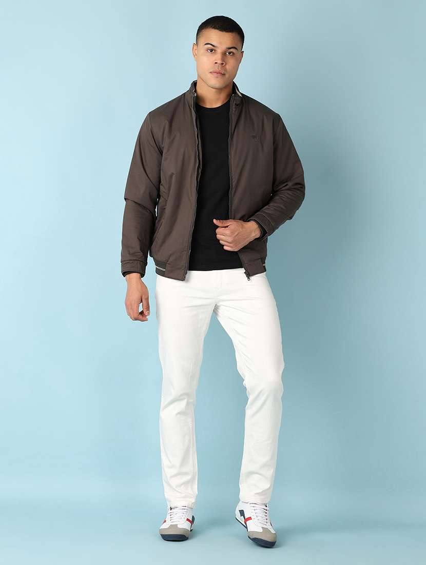 men olive solid bomber jacket - 21500875 -  Standard Image - 4