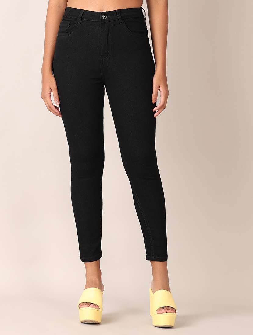 women plain skinny fit denim jeans