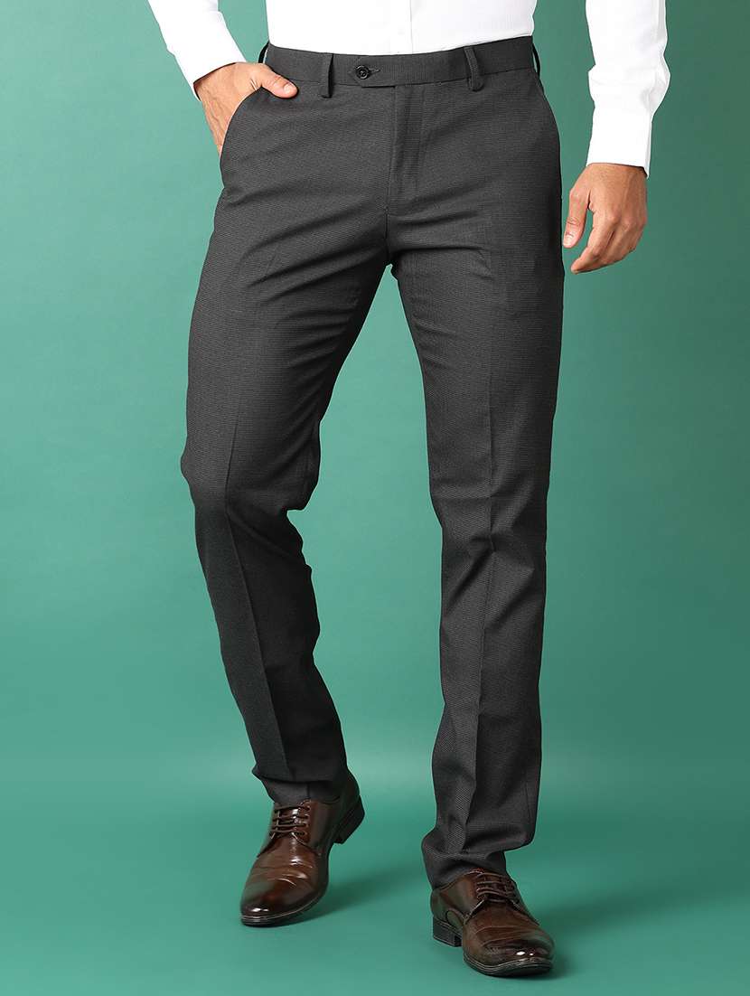 men self design flat front formal trouser