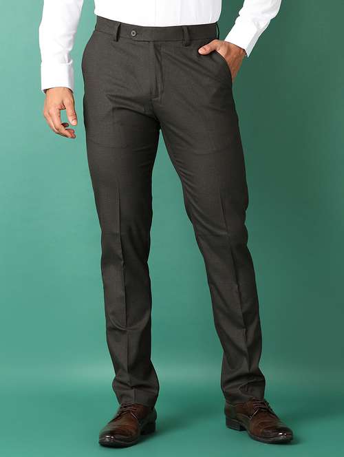 men self design flat front formal trouser - 21500964 -  Standard Image - 0