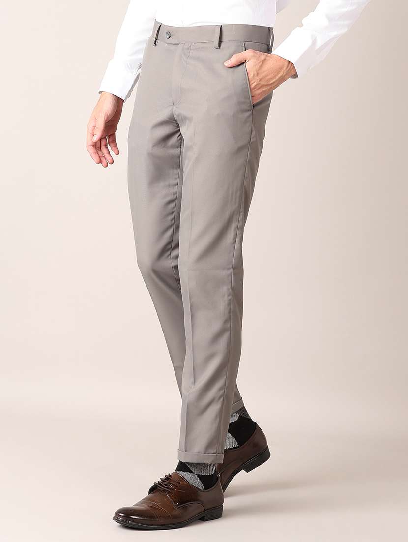 men solid flat front formal trouser - 21500965 -  Standard Image - 1